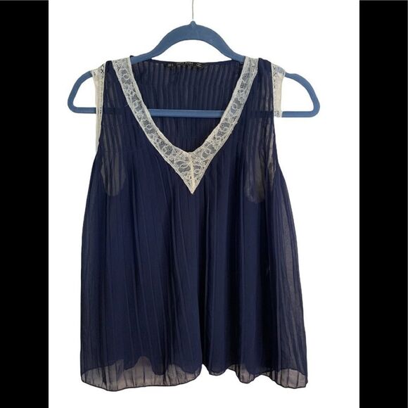 Zara navy silk sheer tank Size S - Picture 1 of 9